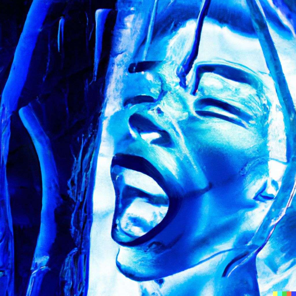 a representation of anxiety, ice sculpture